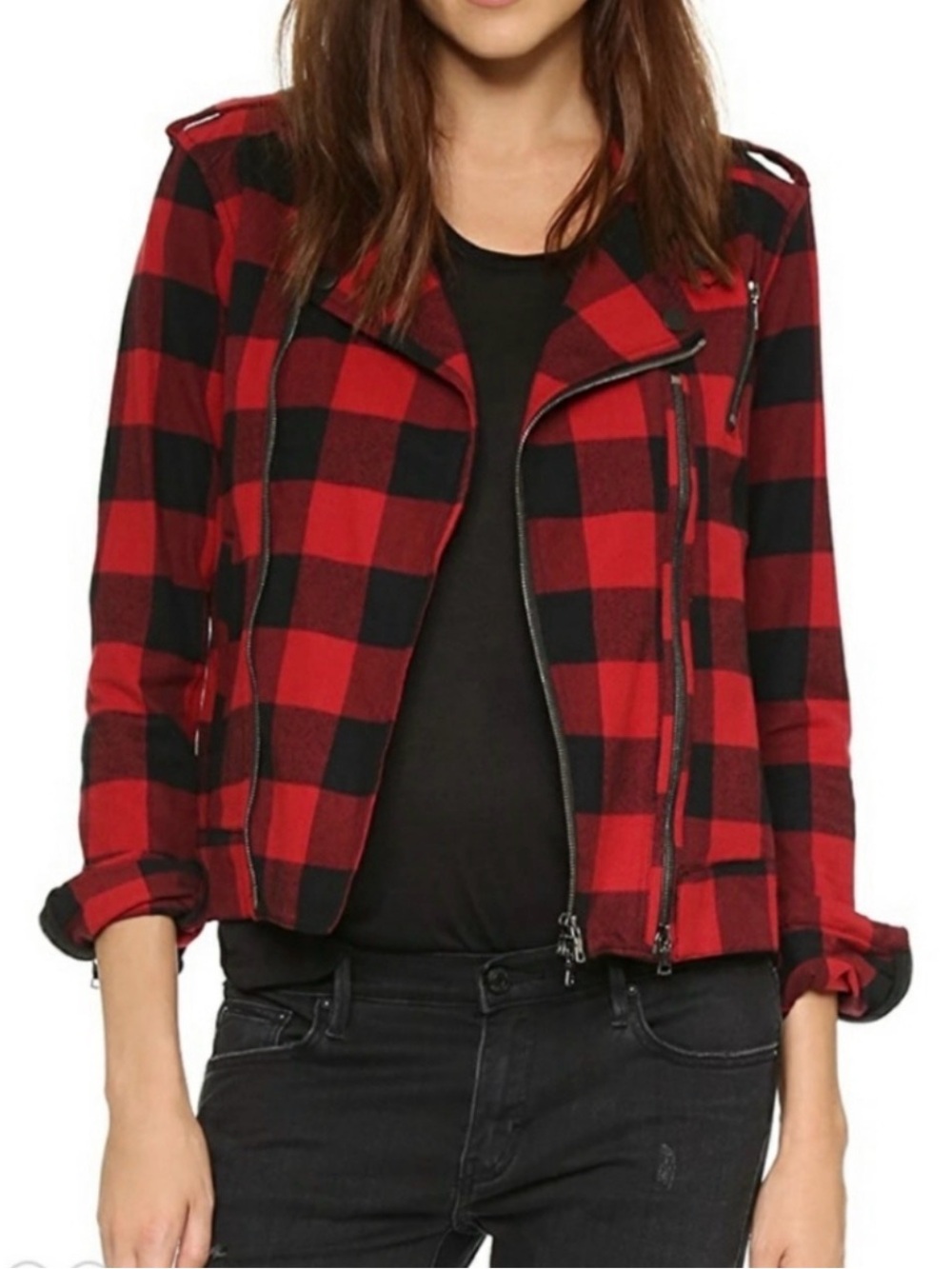 Hudson Cynic Tundra Buffalo Plaid Moto Jacket Size Small
